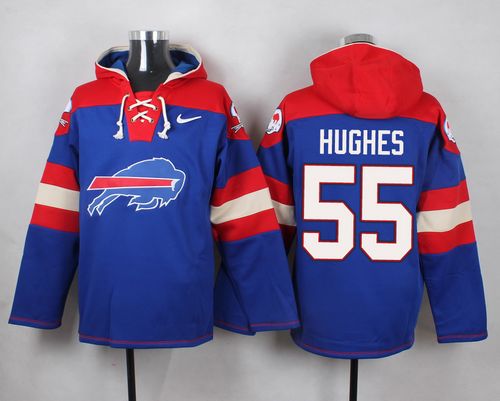 Nike Bills #55 Jerry Hughes Royal Blue Player Pullover NFL Hoodie - Click Image to Close